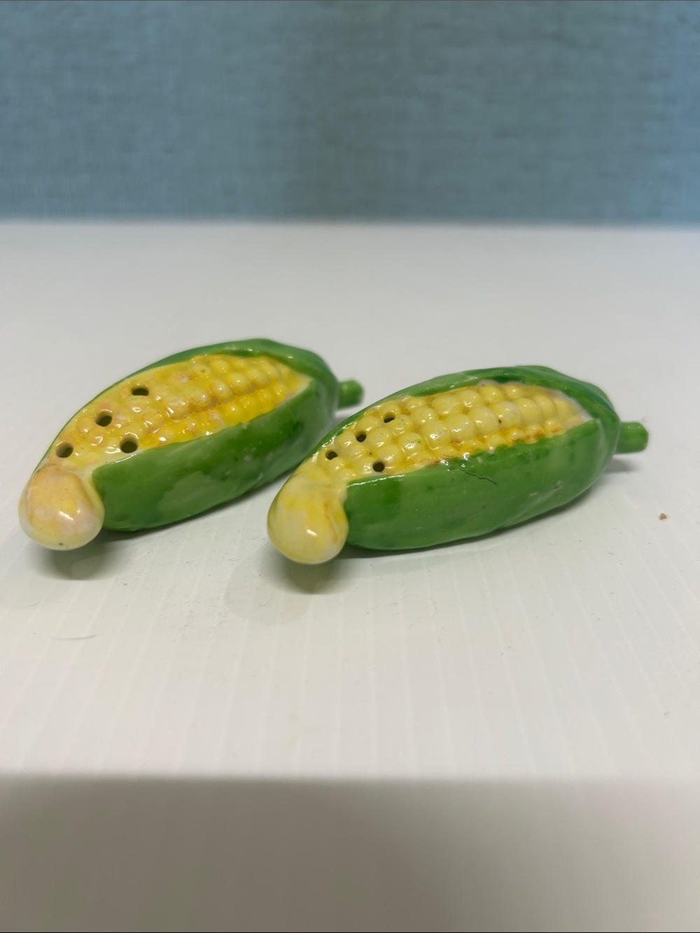 Vintage Ceramic Corn on the Cob Salt & Pepper Shakers Japan